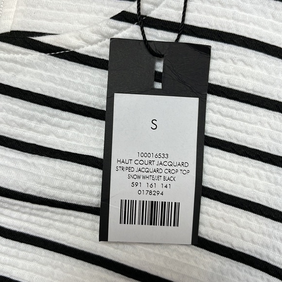 NWT Dynamite Haut Couture Jacquard Striped Crop Top White & Black | Small - Picture 3 of 6